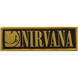 NIRVANA Patch: LOGO & HAPPY FACE (IRON ON): yellow black Official Merch gift £pb - Imagen 1 de 9