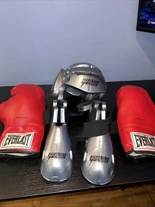 Fighting Gear - Size 12 Everlast Gloves And Lightning By Proforce Head And Foot - Picture 1 of 9