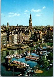 Vintage Amsterdam Rondvaartboten bij Damrak (Tour Boats of Damrak) Postcard - Picture 1 of 2