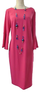 GEORGEOUS! Calvin Klein Size 14w, Bold Zip and tulip trumpet sleeves in pink - Picture 1 of 5