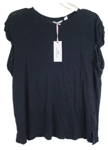 NWT Vineyard Vines Womens Jat Black Cotton V Neck S/S Blouse Top Size Large - Picture 1 of 6