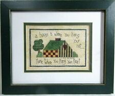 Folk Art Green Rustic Wood Framed Picture  "Home is Where You Hang Your Heart"