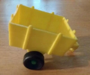 Vintage Yellow Farm Wagon Trailer 2 Wheels with Hitch 2&1/2 by 2&1/4 inches - Picture 1 of 5