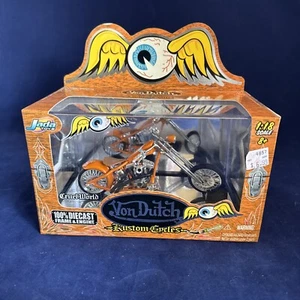 Brand New Jada Toys Von Dutch Kustom Cycles CRUEL WORLD 100% DIE-CAST ORANGE - Picture 1 of 11
