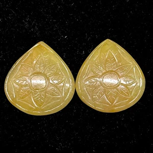 90.25 Cts/2 Pcs Natural Unheated Sapphire Pair 31x29mm Carved Loose Gemstones - Picture 1 of 20