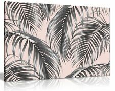Tropical Jungle Palm Leaves On Pink Botanical Canvas Wall Art Picture Print