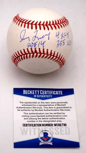 GREG MADDUX HOF 14 4XCY 355 WS SIGNED STAT BASEBALL AUTOGRAMM BECKETT ZERTIFIZIERT, - Bild 1 von 4