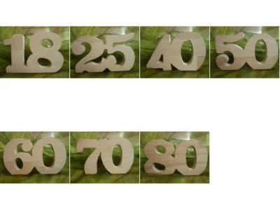 Jubiläum Jahreszahl Geburtstag Hochzeitstag  aus Holz 18, 25, 40, 50, 60, 70, 80 - Bild 1 von 4