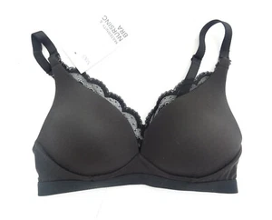 M & S MATERNITY NURSING BRA SUMPTUOUSLY SOFT NON WIRED PADDED PLUNGE BLACK - Picture 1 of 1