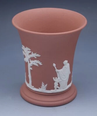 Jarrón de madera de cuña Inglaterra jaspe terracota óxido querubines olímpicos posy 1958 Foto 1 de 4