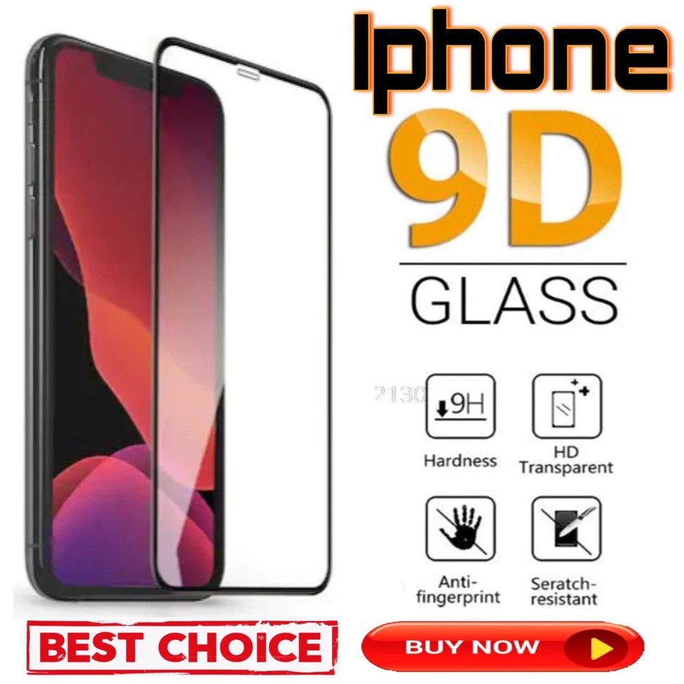 Screen Protector For iPhone 6/7/8 Plus 11/12/13/14/15/16 Pro 9D Tempered Glass - Image 1 of 4
