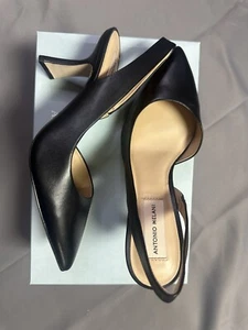 New Antonio Melani Kacy Slingback Leather Black Pumps 0678 877 Women’s US 7.5 M - Picture 1 of 19