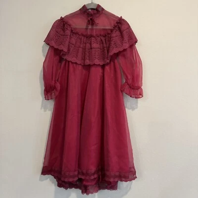 Винтажное платье для девочек ILGWU кружевное викторианское готическое гранж рождественское официальное 5 - Изображение 1 из 4