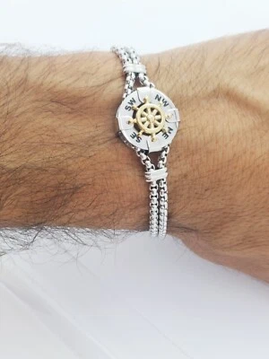 DA UOMO DONNA Acciaio Inox Argento/Oro Marino Stivale Volante Bracciale - Immagine 1 di 4