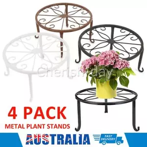 4 x Metal Outdoor Indoor Pot Plant Stand Garden Decor Flower Rack Wrought Iron Z - Picture 1 of 15