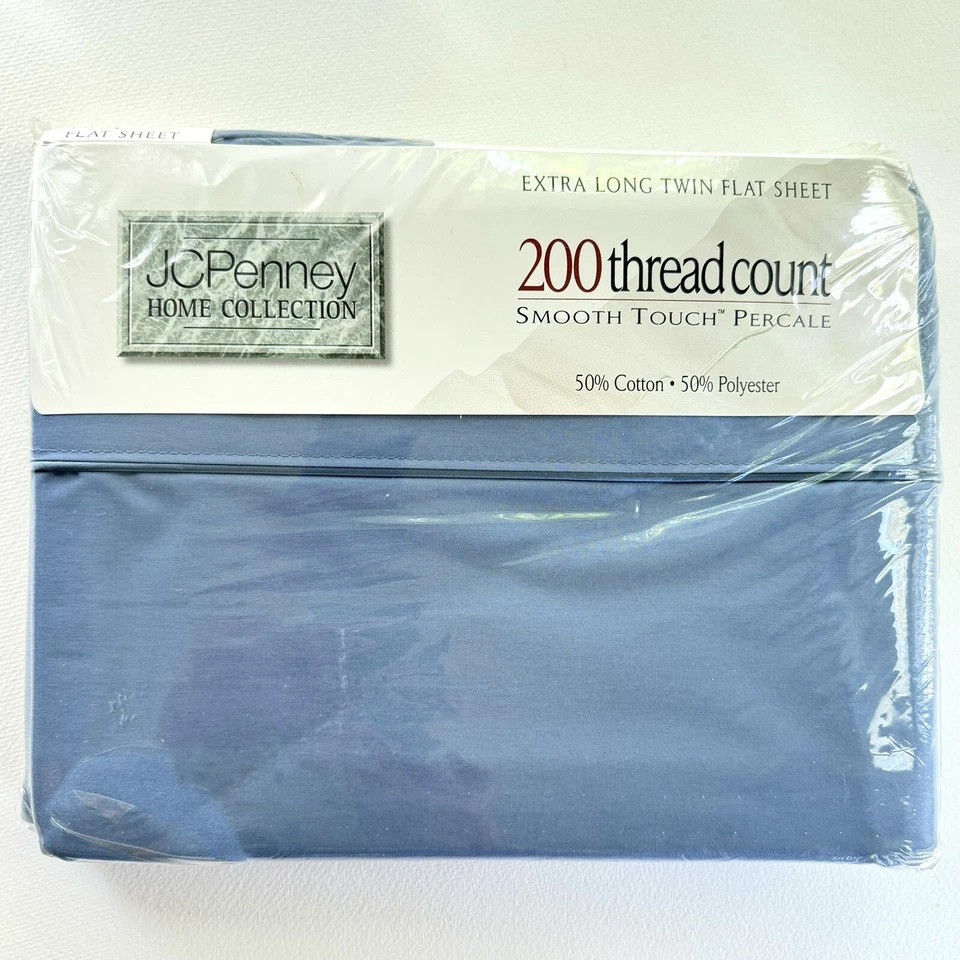 JC Penny Home Collection EXTRA LONG TWIN  Flat Sheet 200 Thread Count Percale - Image 1 of 3