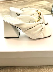 JW Anderson chain link heel mule flare heels sandals white NWT 38 - Picture 1 of 8