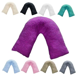 Teddy V Shaped Pillow  Case Soft Warm Plush Cosy Fleece Cover For Neck Support - Picture 1 of 11