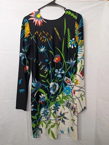 Julie Brown Womans Large Dress Floral White Black Blue (X) - Picture 1 of 7