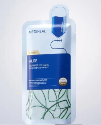 [MEDIHEAL] Derma Plus Aloe Mask 22ml x 10 sheet Korean Cosmetic Beauty (Genuine) - Image 1 of 4
