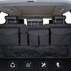 Black Car Accessories Seat Back Storage Hanging Bag Cargo Net Pocket Organizer - Imagen 1 de 8