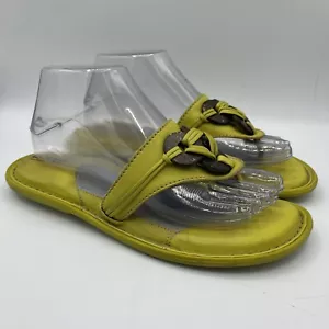 Born Green Thong Flip Flops Sandals Size 8 Leather Embellished Boho W7043 - Picture 1 of 8