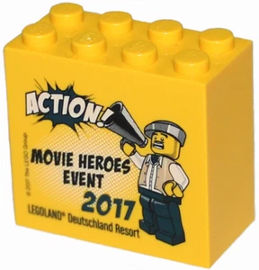 Lego Amarillo Ladrillo Promocional 2x4x3 Película de Acción Héroes Evento 2017 ¡NUEVO!¡! - Imagen 1 de 1
