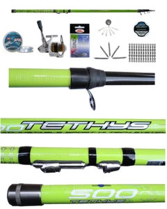 Kit Pesca Trota Torrente Canna Teleregolabile Tethys 5Mt + Mulinello + Accessori - Foto 1 di 1