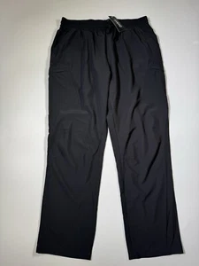 ONBAY Pants Women Black Mid Rise Cargo Flat Front Drawstring Scrubs Sz XL - Picture 1 of 9