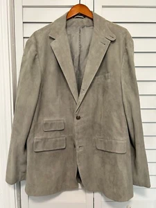 Polo Ralph Lauren EUC light gray soft suede 3 button blazer hacking jacket XL - Picture 1 of 9