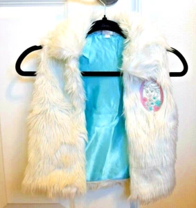 Disney Frozen Elsa White Faux Fur Vest Halloween Cosplay Size Small - Picture 1 of 4
