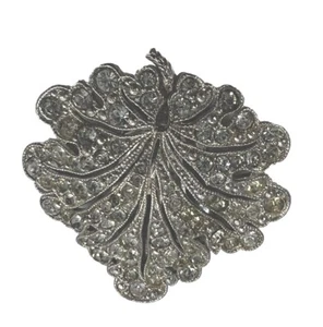 Vintage Art Deco Dress Clip - 3D Leaf Design Rhinestones - Picture 1 of 3
