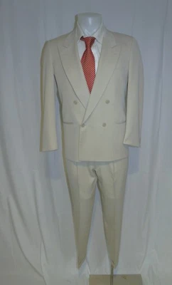 Traje Mani Armani Crema Sólida Vintage Doble Pecho Pico Solapa 38S Foto 1 de 4