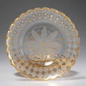 Vintage Crystal Glass Gold Rim Demitasse Espresso Saucers 4pc Lot 6"d Iris Apfel - Picture 1 of 4