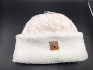 WOMEN'S WHITE/MULTI PASTEL KOOLABURRA TOBOGGAN CABLE KNIT BEANIE ONE SIZE NWT - Picture 1 of 9