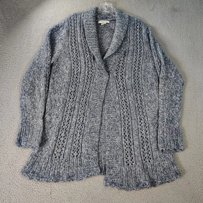 Preston & York Cardigan Sweater Women's Size Large Gray Knitted Open Casual - Image 1 of 4