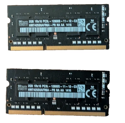 SK Hynix [2x 2GB] 1Rx16 PC3L-12800S-11-13-C3 HMT425S6AFR6A-PB NA AA  144 Mac RAM - Image 1 of 2
