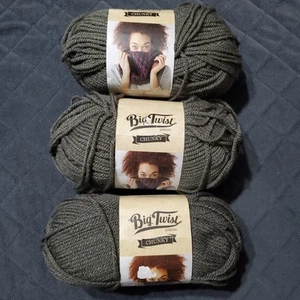 3 Knäuel Big Twist Chunky Garn SCHIEFER Acryl - 5oz, 142g, 195yd, 178m Posten - Bild 1 von 3