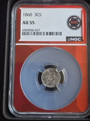 1860 3CS Three Cent Silver NGC AU55 - Image 1 of 2