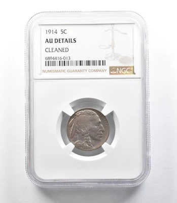 1914 Indian Head Buffalo Nickel AU Details Cleaned NGC *0138 - Image 1 of 3