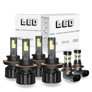 LED Headlight High Low Beam + Fog Light Bulbs For Ford F250 F350 F450 2005-2019 - Picture 1 of 21