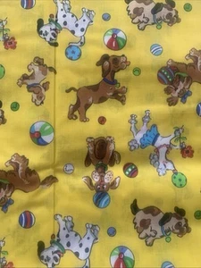 3 YARDS-"Doggonit Dogs" Playing with Balls on Bright Yellow Quilt Cotton Fabric - Picture 1 of 5
