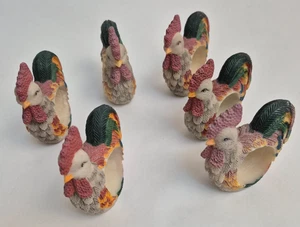 Hahn Serviettenring Halter Rustikal Landhaus Mehrfarbig Harz 6er Set - Bild 1 von 14