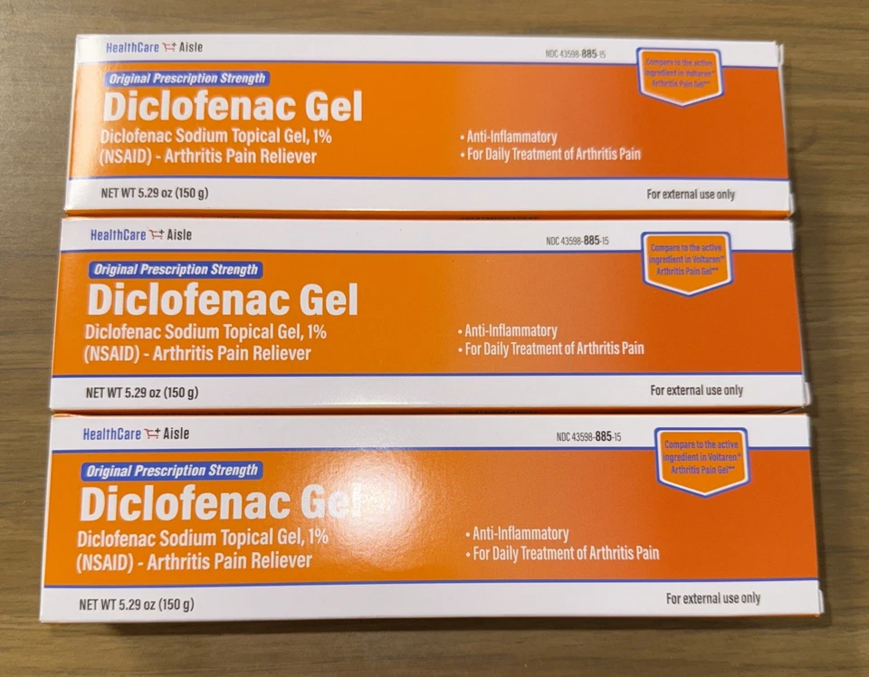 HealthCareAisle Diclofenac Gel, 1%, Arthrit... - 150 g tube 3 pack EXP 2026 APR - Image 1 of 1