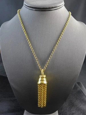 NOLAN MILLER Joyas Flecos/Borla Oro y Cristal Colgante Cadena Collar 30" NUEVO Foto 1 de 4