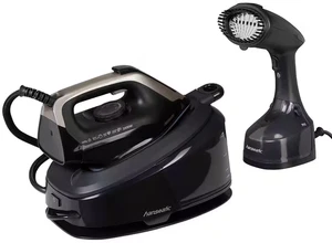 Dampfbügelstation und Dampfbürste Schwarz 2400W Bügeleisen - Hanseatic 30013265 - Bild 1 von 8