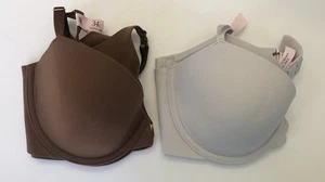 Lot Of 2 NWT Victoria’s Secret 34C Lightly Lined Bra Underwire Brown/ Light Gray - Picture 1 of 10