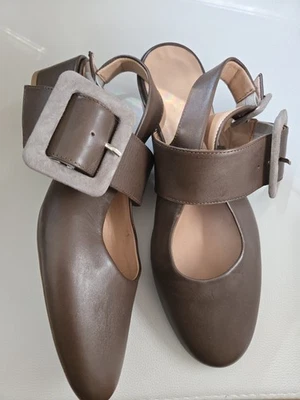 Rare GIROTTI leather Block Heel Classic Shoes handcrafted Brown EU40 - Image 1 of 4