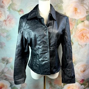 Vintage Ms. Maxima By Wilson’s Leather Black 100% Leather Button Up Jacket  - Bild 1 von 7