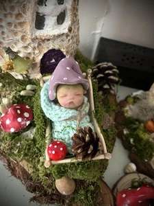 Polymer Clay Newborn Baby Troll Doll,ooak Dollhouse,gift,art,sculpt - Picture 1 of 8